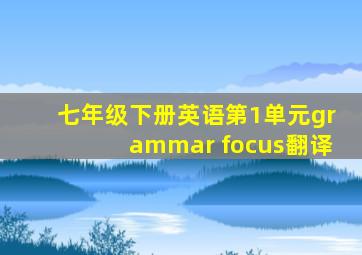 七年级下册英语第1单元grammar focus翻译